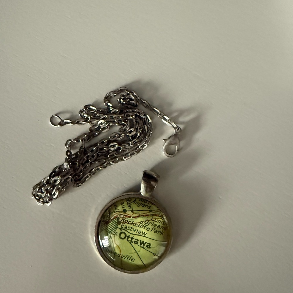 “Ottawa” Silver Map Pendant Necklace